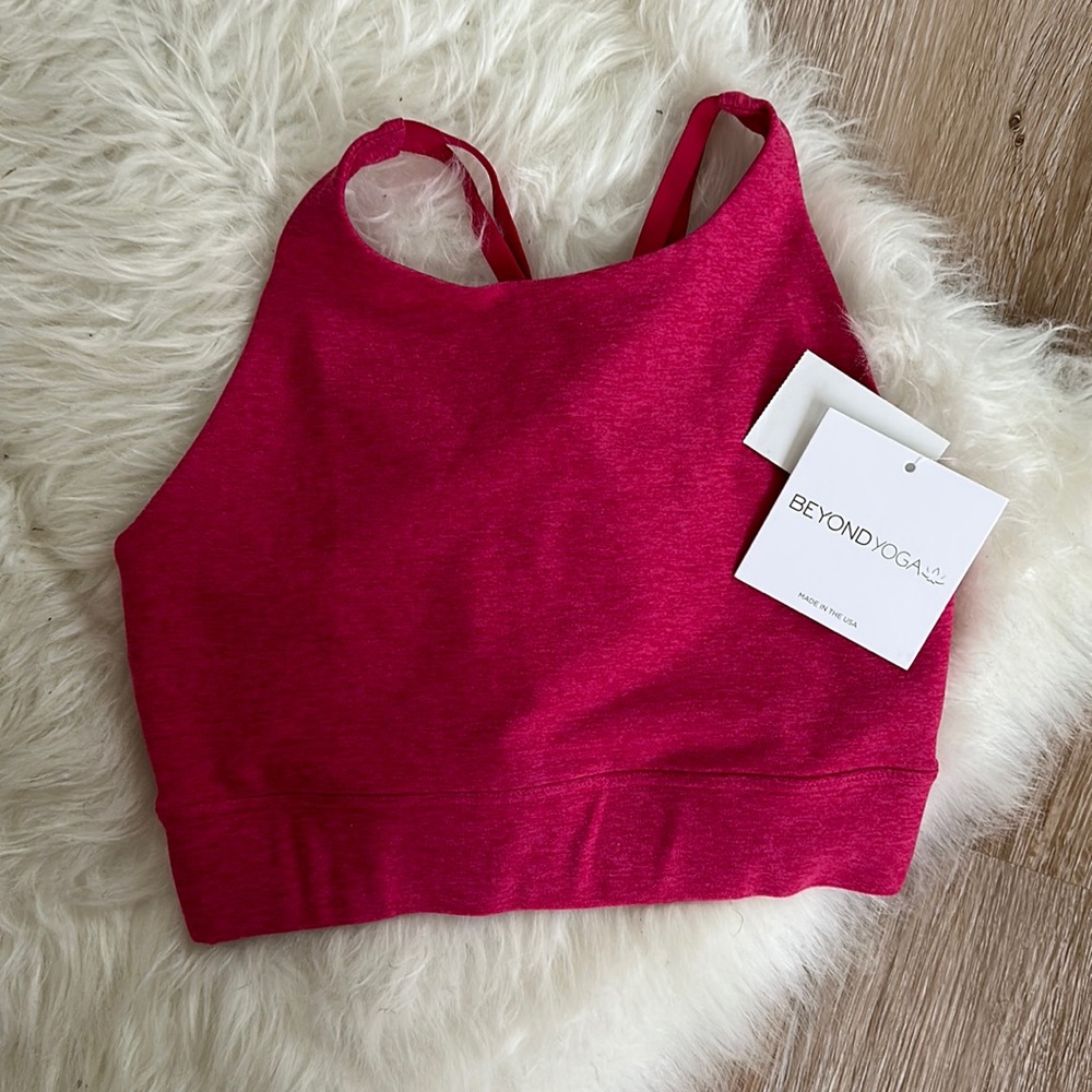 Beyond Yoga Spacedye Enlighten Long Line Bra in cranberry heather